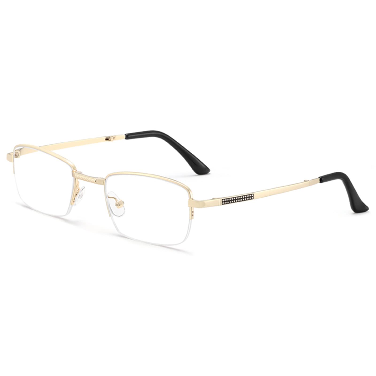 Gafas de Lectura Multifocales Progresivas, Anti-Rayos Azules Gafas de Presbicia, Gafas De Lectura Hombre (Color : Gold, Size : 3.5)