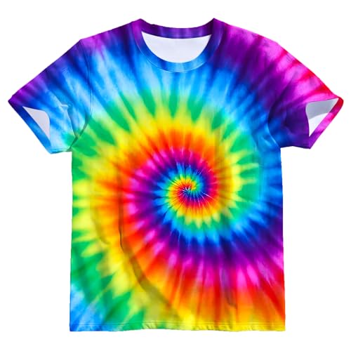Men's Retro Tie Dye T Shirts 70s 80s 90s Washable Short Sleeve Hippie Clothes Vintage Tees for Casual Wear Size:S-3XL2