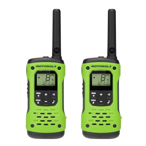Motorola Solutions, Portable FRS, T600_H2O, Talkabout, Two Way Radios Waterproof Walkie Talkie Emergency Preparedness, Rechargeable, 22 Channel, 35 Mile, Green, 2 Pack