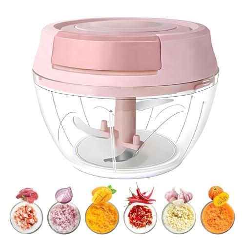 Ruayia Zwiebelschneider Manuell, Gemüseschneider Zerkleinerer Manuell mit Edelstahlklingen, Multizerkleinerer mit Deckel, Vegetable Onion Chopper für Gemüse, Obst, Zwiebeln, Nüsse, Knoblauch - Rosa Ruayia Zwiebelschneider Manuell, Gemüseschneider Zerkleinerer Manuell mit Edelstahlklingen, Multizerkleinerer mit Deckel, Vegetable Onion Chopper für Gemüse, Obst, Zwiebeln, Nüsse, Knoblauch - Rosa