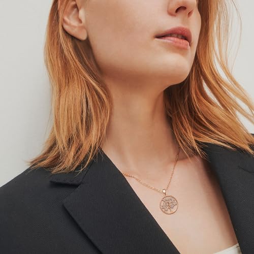 Tree of life necklace for women 18K Gold/White Gold Tree Jewelry Pendant Zircon Necklace Anniversary Valentine's Day Gifts for Wife Girls Her 16+2 - Image 4