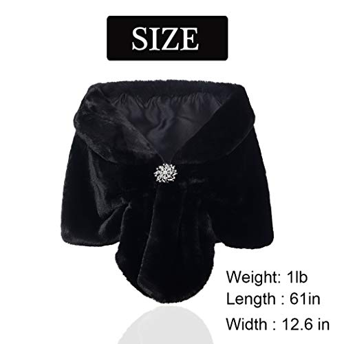 GORTIN Bride Wedding Faux Fur Shawl and Wraps Bridal Sleeveless Fur Stoles with Brooch for Brides and Bridesmaids2