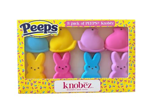 Knobēz: Decorative Knob Covers - PEEPS® - 8pk - Stretch Over Hardware Decorations, Spring-Easter, Kitchen-Bathroom-Dressers-Home