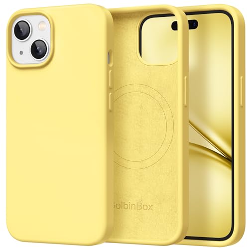 Image of GolbinBox Magnetic for iPhone 15 Case, Silicone Cover, Buttercream Yellow