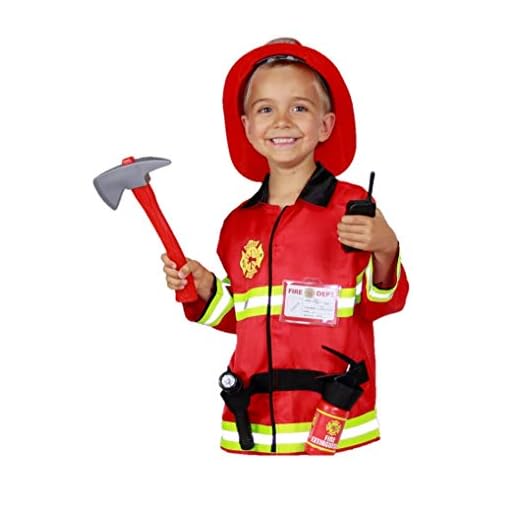 Matissa Niños Bombero Roleplay Disfraz y Accesorios Bombero Bombero (Pequeño (3-5 años), Conjunto de Luces)