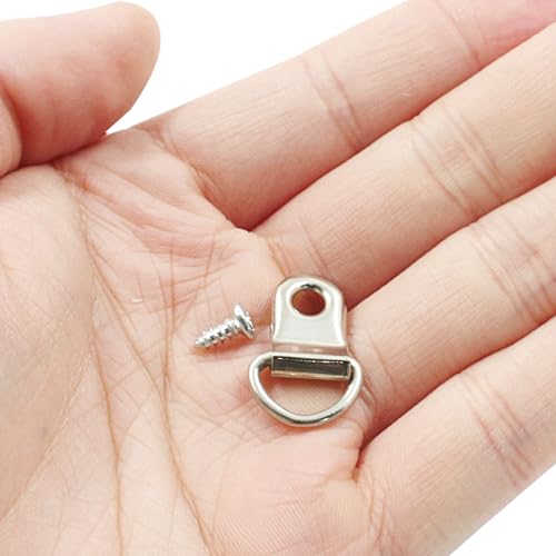 Image of Murtenze Small D Ring Picture Hangers, 50Pcs D Ring Hangers Hardware Set with Nickel Plated Screws - Ideal for Wall Decor, Mirror, and Art Gallery Display