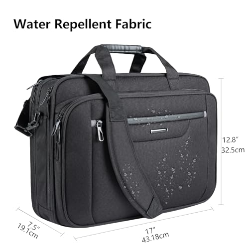Image of VANKEAN Laptop Briefcase Premium Laptop Case Fits Up to 17.3 Inch Business Shoulder Bag Laptop Expandable Water-Repellent Messenger Bag for Men /Women Computer Bag for Travel /Business /Black-Grey
