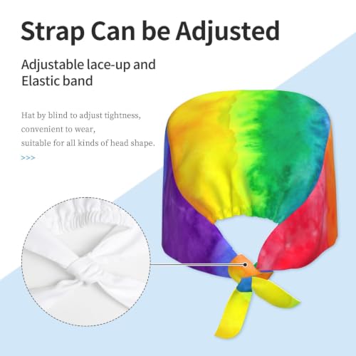 Image of Cute Pug Dog Print Working Cap Scrub Cap with Sweatband,Adjustable Fashion Bandage Tie Back Hat Headwear for Women Men