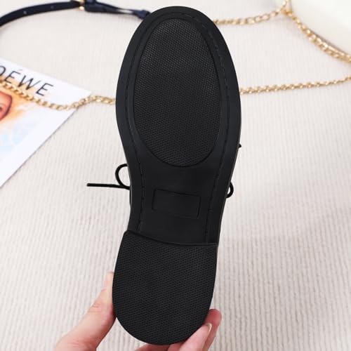 Image of Oxford Shoes for Women Black Formal Lace up Flats Dress Saddle Work Office Ladies Business Casual Dressy Shoes