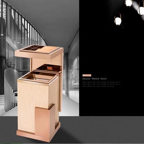 RAABYU Abfalleimer für den Außenbereich, Marmor-Mülleimer, Hotellobby, Hotel, spezielles Bürogebäude, Edelstahl, vertikal, mit Aschenbecher, gewerblicher Mülleimer für den Außenbereich – Bild 5