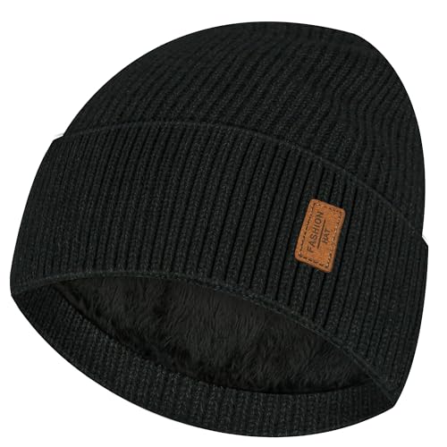 BAVATEE Gorro Invierno Hombre, Gorras de Hombre Invierno Punto Grueso Hombre, Cálidos Gorro Hombre y Mujer Unisex, Suaves y Elásticos Beanie con Forro