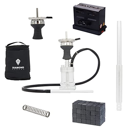 DIAMOND HOOKAH Premium Travel Shisha to Go + 1 KG Kohle + Toaster + 1 x Schlauchset, Wasserpfeife Shisha Edel…