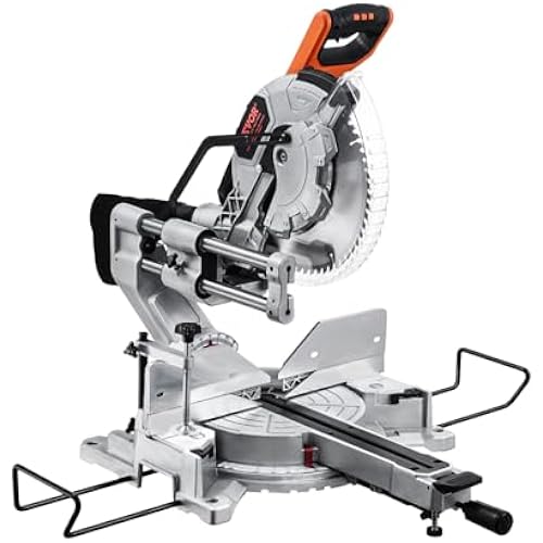 VEVOR Sliding Compound Miter Saw, 12-Inch Blade, 15 Amp Motor, 60-Tooth, Corded Double Bevel Sliding Miter Saw, LED Precision Alignment, Angle Adjustable, for Wood, Composite Decking, Laminates