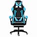 DERUKK-TY Profesjonalne krzesło do gier, niebieskie krzesło do gier, ergonomiczne krzesło komputerowe z leżakiem z zagłówkiem i wsparciem lędźwiowym fotel do gier wideo dla dorosłych nastolatków krzesło biurkowe
