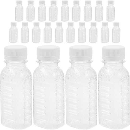 JBJSHHY 30個 ペットボトル容器 空ペットボトル ジュースボトル プラスチックジュースボトル キャップ付き 密閉 再利用可能 透明 空水容器 ラベル漏斗ブラシ付き ジュース/飲料/スムージー/冷蔵庫用