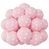 SULALABOO 62PCS Pink Polka Dot Balloons 12 Inch Latex Helium Round Party Balloons Kit for Birthday Party Decorations