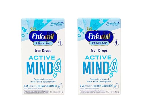 Image of Enfamil Fer-In-Sol Iron Supplement Drops for Infants & Toddlers, Supports Brain Development, 50 mL Dropper Bottle, Pack of 2