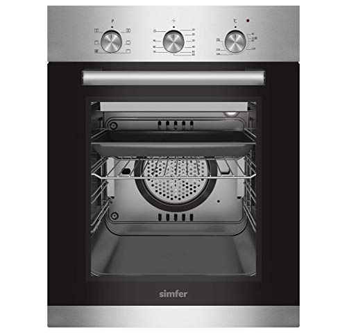 SMF-BO 4500 Einbau Backofen Inox | 47 Liter | 6 Funktionen | Mechanischer Timer | Grillfunktion | Seitengitter | Umluft | 2-fach Verglasung