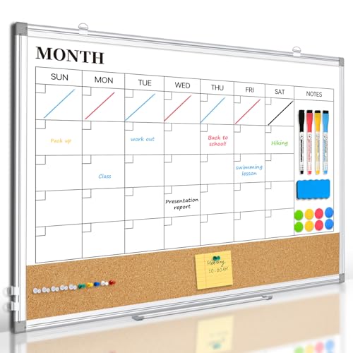 QUEENLINK Dry Erase Calendar Whiteboard for Wall, 24