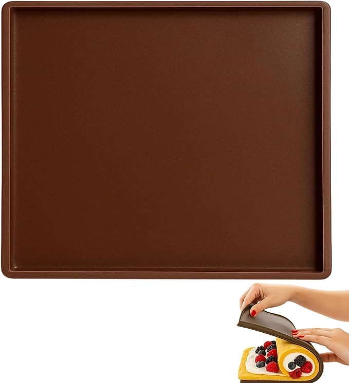 1 Stück Dauerbackmatte Silikon Backmatte für Backofen und Backblech 37.5x30x1.8 cm Backunterlage für Kuchenrollen Teig und Pizza Backmatte Silikon