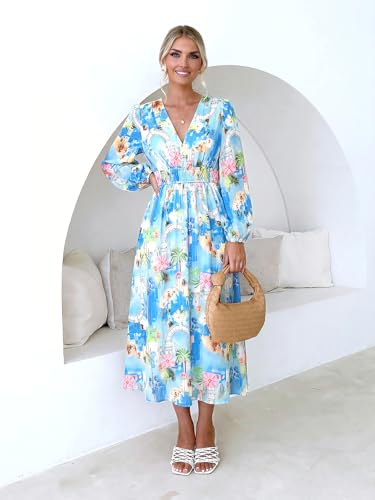 Image of Maxigerui Women's Long Sleeve Floral Maxi Dress 2026 Spring Summer Wedding Guest Dress