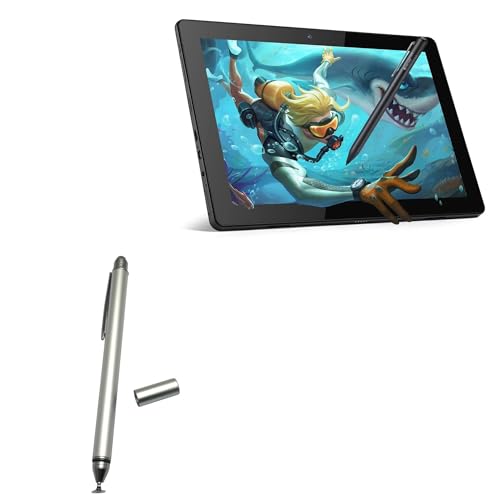 BoxWave Stylus Pen Compatible with Frunsi T11 (10 in) - DualTip Capacitive Stylus, Fiber Tip Disc Tip Capacitive Stylus Pen - Metallic Silver