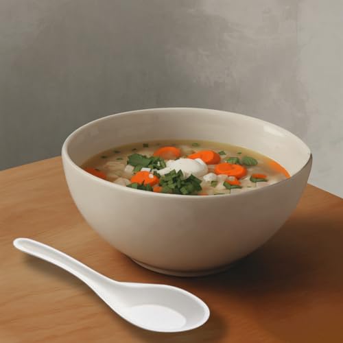 Eco Friendly Disposable Soup Spoons, Sugarcane Fiber Spoon, Healthy and Sturdy, 5.5