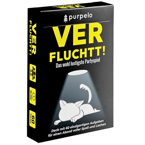 PURPELO Verfluchtt! - Lustiges Partyspiel für Erwachsene | Kartenspiel mit 60 Aufgaben | 2+ Spieler | für alle ab 16 | Perfektes Gesellschaftsspiel für Party und Feiern