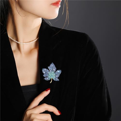 Image of WCRAZYE Rhinestone Maple Brooch Pin for Women Girls Sparkling Full Micro Pave Crystal Fall Thanksgiving Vintage Colorful Maple Leaf Lapel Pin Party Prom Wedding Thanksgiving Jewelry Gift
