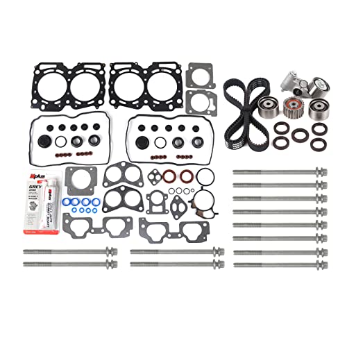 MPLUS Head Gasket Bolt Set & Timing Belt Kit fits For Subaru 1999-2005 Forester 2.5L, 1999-2005 Impreza 2.5L, 2000-2005 Legacy 2.5L, 2000-2005 Outback 2.5L, 2003-2005 Baja 2.5L