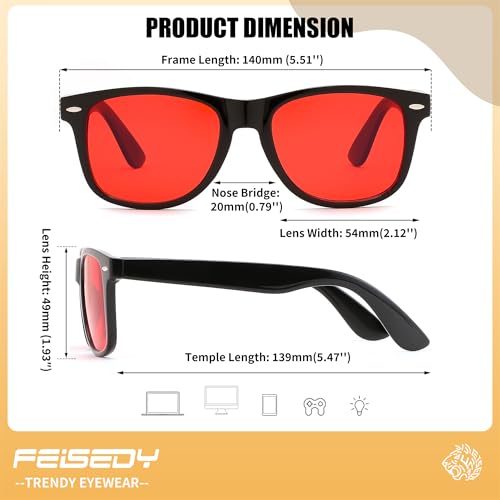 Image of FEISEDY Orange Blue Light Blocking Glasses for Woman Men Amber Lenses Computer Gaming Glasses for Better Sleep