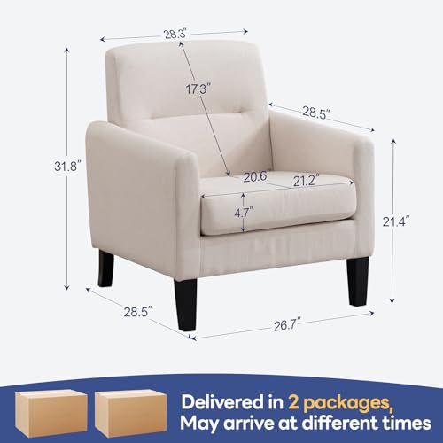 Sillón con asiento de tela beige confortable miniatura 2