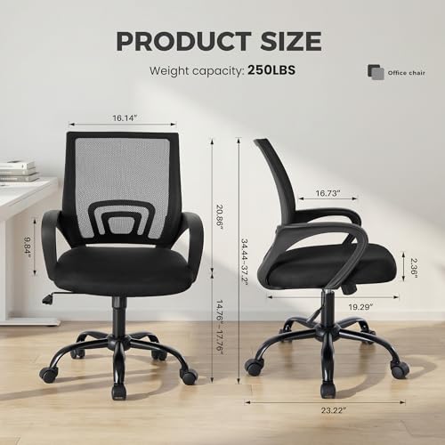Image of DUMOS Ergonomic Office Chair, Mid-Back Executive Desk Chair 2 Pack