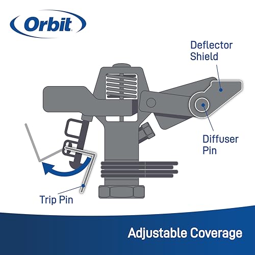 Orbit 1/2 -inch Heavy-Duty Brass Impact Sprinkler on Adjustable 22-48-inch Metal Tripod Base