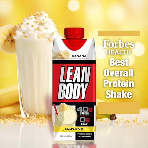 Image of Labrada Lean Body Ready-to-Drink Banana Protein Shake,40g Protein,Whey Blend,0 Sugar,Gluten Free,22 Vitamins & Minerals,17 Ounce (Recyclable Carton & Lid - Pack of 12) LABRADA