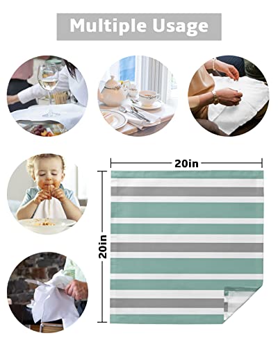 Servilletas de Tela Set de 4 Rayas Gris Turquesa 20x20 in miniatura 5