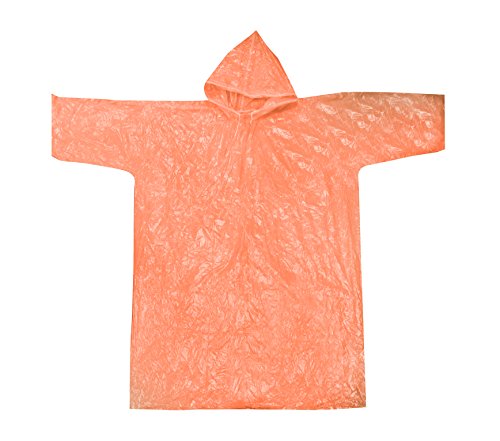 SE Transparent Orange Emergency Poncho with Full Sleeves and Adjustable Hood (Pack of 5) - EP11A-OR53