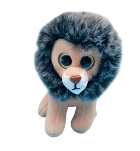 Image of Tickles Lion Glitter Eyes Soft Stuffed Plush Animal Toy for Kids Birthday Gift (Size: 20 cm; Color: Brown & Black)