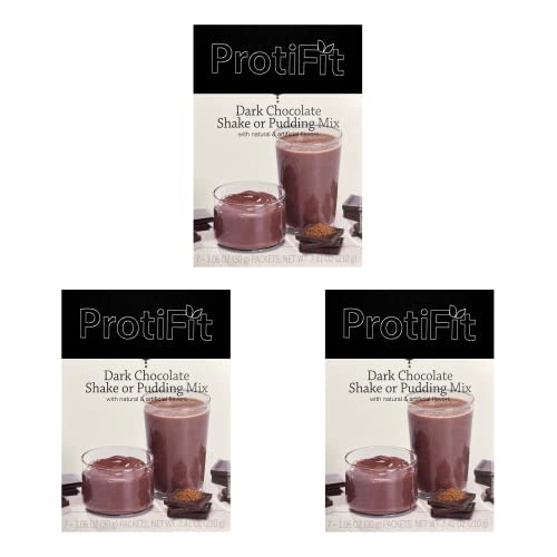 Protifit - High Protein Dark Chocolate Pudding & Shake Mix 3 Pack, 15G Protein, Low Calorie, Low Fat, Low Carb, Aspartame Free, Idea Protein Compatible, Meal Replacement, 7 Servings Per Box, (3 Pack) #TOP1