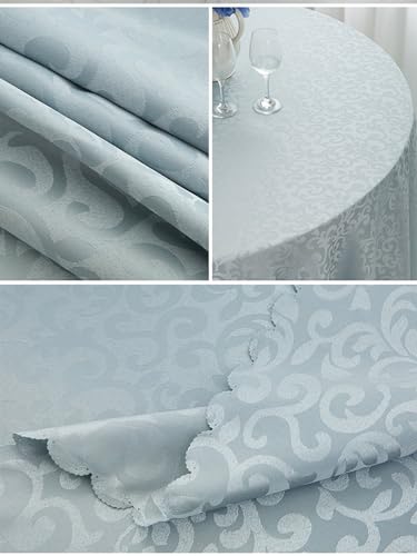 Nappe ronde en polyester blanc lavable 300 cm pour protection de table de fête