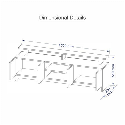 Image of Modern TV Unit for Living Room | Wooden TV Cabinet with Open Shelf & Storage | Entertainment Unit | Assembly-DIY | Color-Grey & White