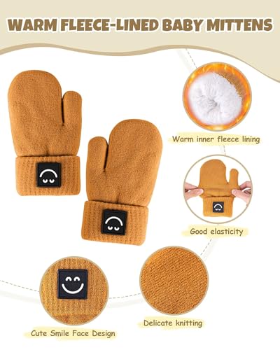 Image of Baby Beanie Mittens Scarf Set,Toddler Kids Winter Hat and Thermal Gloves Neck Warmer Set for Girls Boys