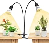 SANSI LED Grow Lights for Indoor Plants, Lifetime Free Bulb Replacement, 300W Full Spectrum Dual Gooseneck Clip Plant Grow Light with Optical Lens for High PPFD Growing Power Lamp,No Timer