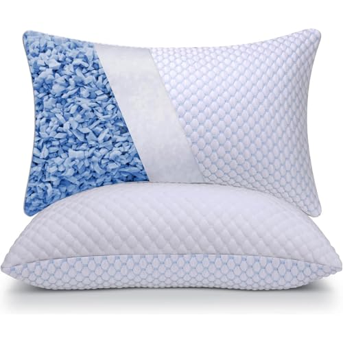 Comfora Shredded Memory Foam Pillow for Sleeping 2 Pack Luxury Shredded Memory Foam Bed Set of 2 Cool Pillow for Hot Sleepers Adjustable Firm Pillow for Side Back Stomach Sleepers