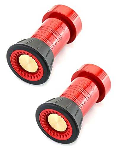 Image of QWORK Fire Hose Nozzle, 1-1 /2 inch Heavy Duty NPSH Thermoplastic Constant Flow Fog Nozzle, Fire Equipment, 2 Pack