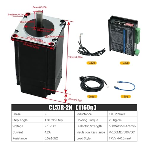 Moteur pas à pas hybride Nema 23 boucle fermée RS485 en série 2Nm - 3