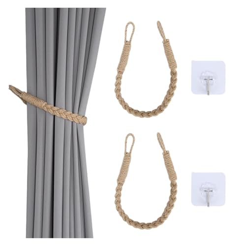 PSNKLMM Macramé Cortina Tiebacks Cuerda de cáñamo Tejido Accesorios decoración del hogar Decorativa for Aurtain(White)
