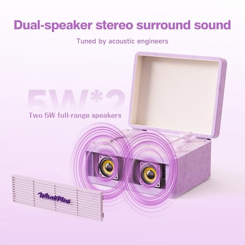 Image of CD Player with Bluetooth Speaker, High-Fidelity Sound, App-Controlled, Magnetic Display for Photos & Pins, Retro Desktop Music Player, Gift for Music Lovers (Light Purple)
