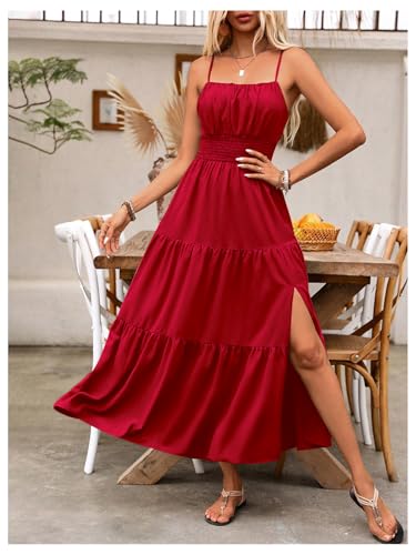 Image of BEAUDRM Women's Summer Maxi Dresses Boho Summer Wedding Guest Dress Beach Vacation Outfits Cruise Flowy Milkmaid Sundresses