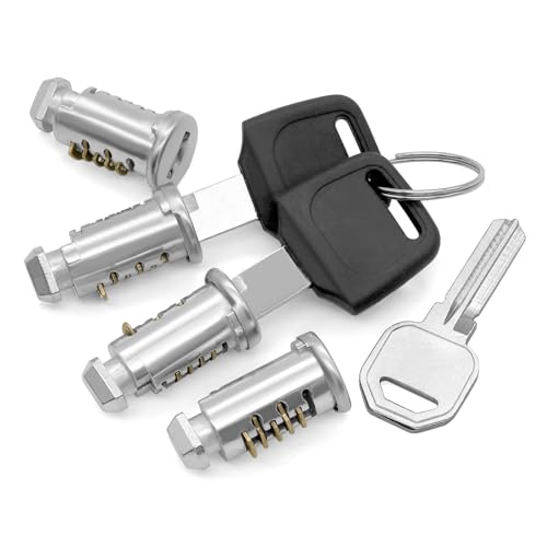 WYYFXY® Lot de 4 verrous de sécurité argentés pour système de porte-bagages de voiture Thule - Cylindre de serrure pour cylindre de serrure Thule -...